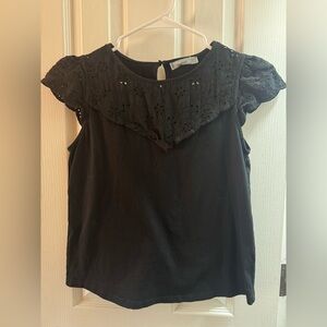Mango Black Eyelet Collar Cap Sleeve Camisole